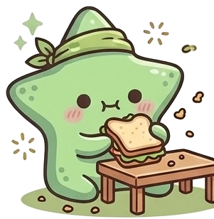 The starfish, eating sandwich.