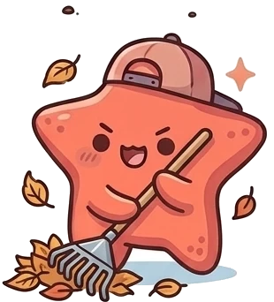 The starfish, raking leaves.