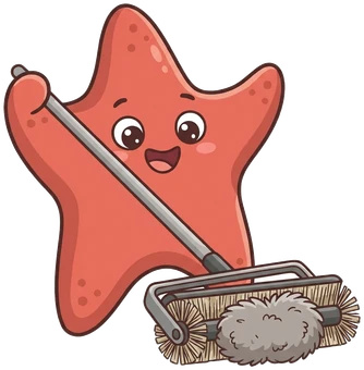 The starfish, dust bunny capture.