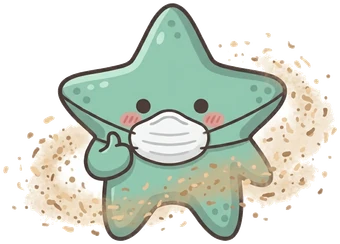 The starfish, dust mask thumbs up.